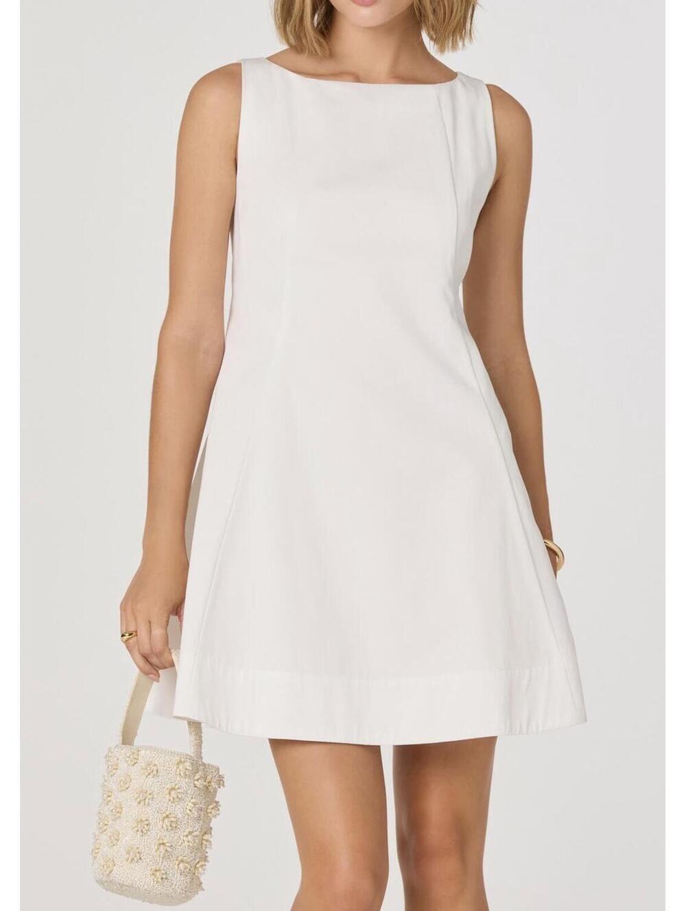 ASTR White Sleeveless Back Bow A-Line Mini Dress Size XS